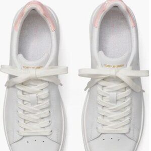 Tory Burch Howell Court Sneaker-White with Pink Accents size 9.5-barely worn